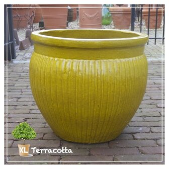 Mosterdgele bloempot 50 cm.
